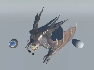 Monster creature with wings and claws Low-poly 3D model
