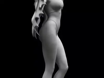 Vampire Woman 3D Fantasy Character Bat Wings Elegant Pose Low-poly 3D model