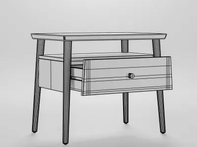 Willow solid wood nightstand Low-poly 3D model