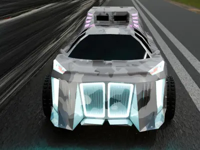  Armored Battle Car Low Poly 3D Model Game Asset Low-poly 3D model