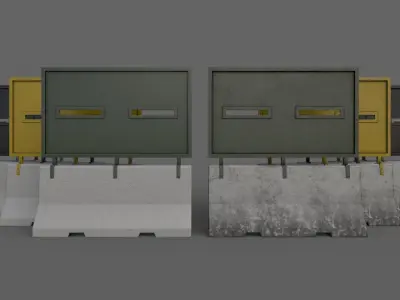 PBR Concrete Roadblock Barrier V5 Low-poly 3D model