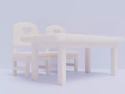 Kids Table and Chairs Low-poly 3D model