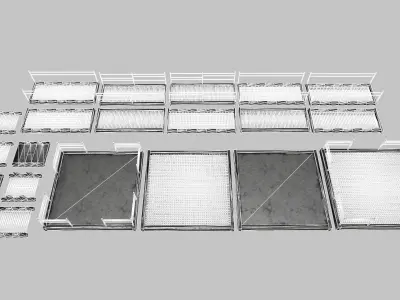 Stair Set of metal cages Low-poly 3D model