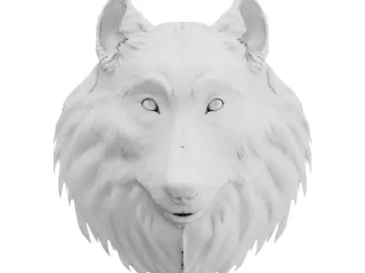 wolf head wall mount sculpture 3D model