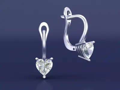 Heart-Shaped Gemstone Earrings 3D CAD Jewelry Design 3D print model