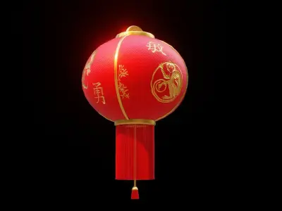 Realistic Chinese Lantern 2 Low-poly 3D model
