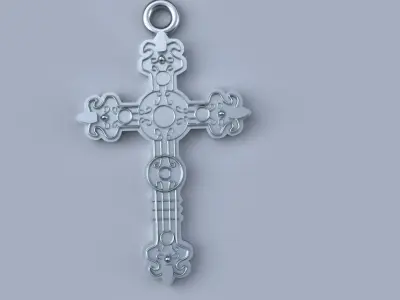 Ornamental Cross Pendant Gold Silver Platinum Luxury Jewelry 3D print model