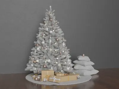 High quality WHITE Christmas tree set pack  14 3D model