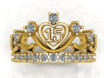 Luxury Crown Diamond Ring 3d Printable Model 3D print model