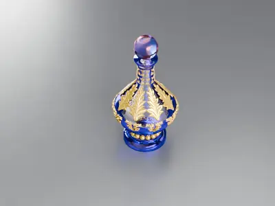 Blue Perfume In Glass Bottles 3D model