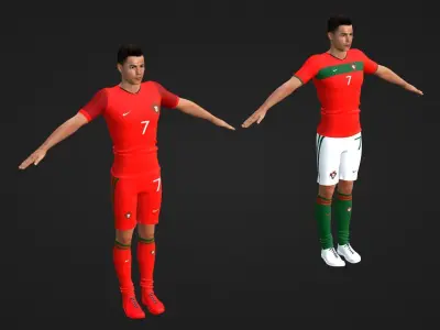 Cristiano Ronaldo - Portugal - Two Models Low-poly 3D model