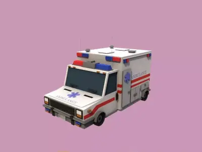 Lowpoly Ambulance Low-poly 3D model