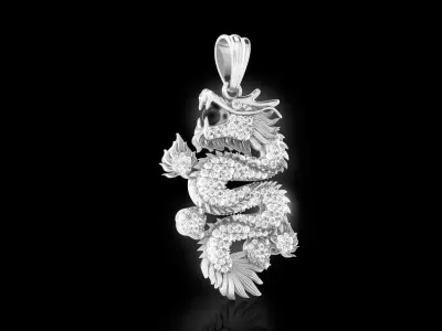 Luxury Diamond Dragon Pendant 3D print model