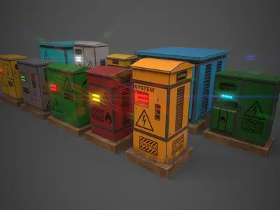Electrical Box Collection Low-poly 3D model