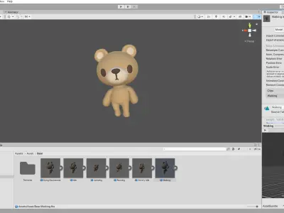 Little Bear Animated Cute 3D Models For Games And Animations Low-poly 3D model