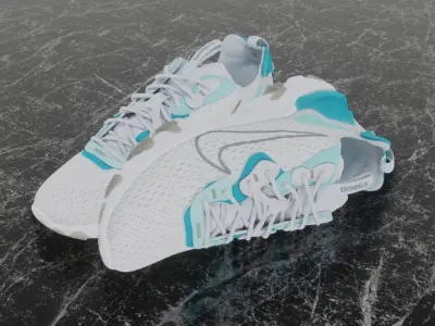 Nike 3D Shoes - White-Blue - DMSX Series Low-poly 3D model