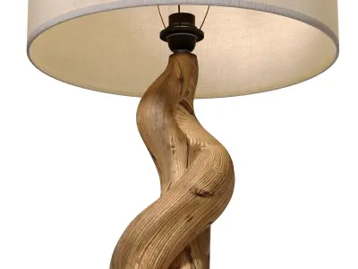 Rustic Wooden Table Lamp Sculptural Design Scandinavian Tree  3D model