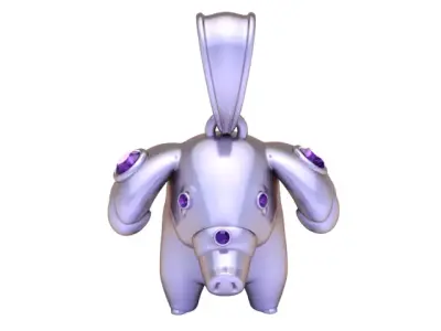 Golden Baby Elephant Pendant 3D print model