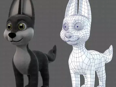 Dog base cartoonV11 Low-poly 3D model