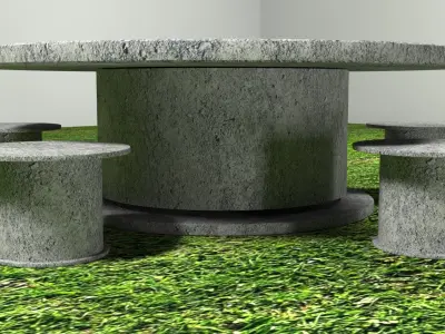 Round Garden table set Free 3D model