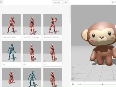 Chubby Monkey Animated for Games Low-poly 3D model