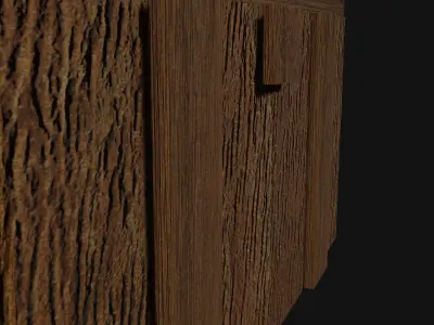 Wooden village box Chest Game Ready Low-poly 3D model