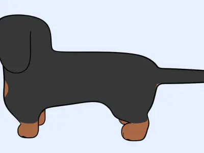 A Dachshund Dog With A Toon Cell Shade Style 3D model