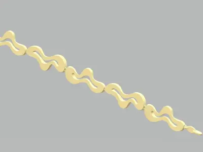 Bracelet - 2 gold with wavy lines 3D print model
