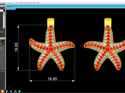 Starfish Diamond Hoop Earrings 3D Model  3251 3D print model