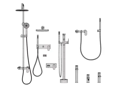 faucet and shower set 3D model