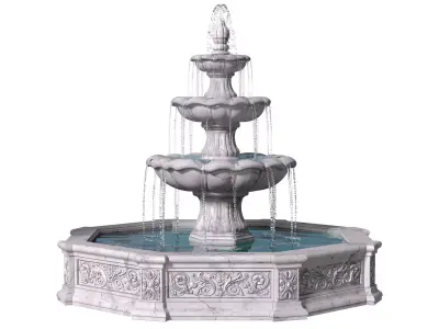 Large classic white garden marble outdoor Fountain 3D model