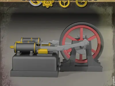 Steampunk Steam Engine 3D model