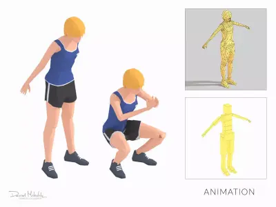 Squats  Exercise Woman Animation Low-poly 3D model
