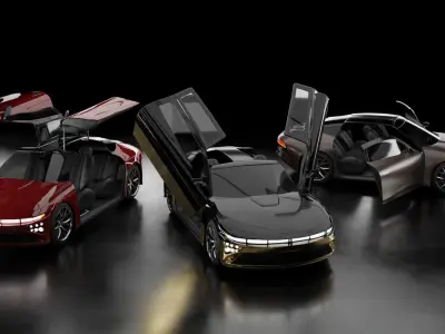 Pack of generic futuristic cars with different doors  3D model