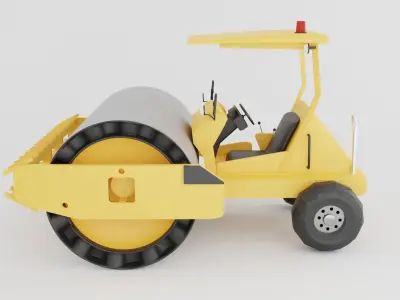 Road roller machine  isolated on white Low-poly 3D model