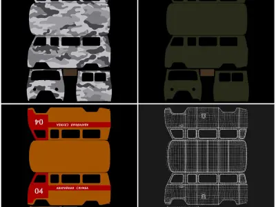 toy cars UAZ 3D model