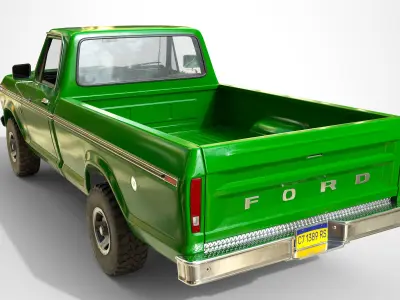 Ford Classic F100 pickup 1976 New Green Low-poly 3D model