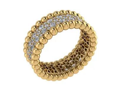 Ring372 gold diamond bead ring 3D print model