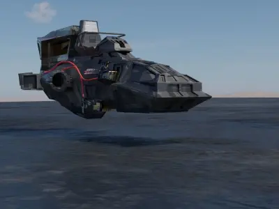 Low poly sci-fi vehicle  and a rigged character for Blender Free 3D model