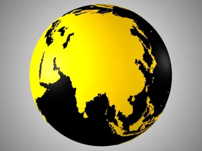 Solid Color Black Yellow Globe 3D model