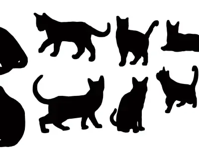 Cat Silhouettes Symbols 01 Low-poly 3D model