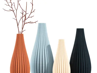 Matte vase with wavy buds 3D model