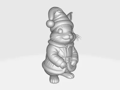 Adorable Christmas Mouse Cute Santa Figurine Festive Holiday 3D print model