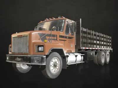 Classic Flatbed Truck Low-poly 3D model