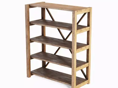 Wide Pottery Shelf B 05 Low-poly 3D model