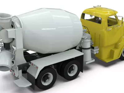Vintage COE Tandem Axle Cement Mixer Truck  3D model