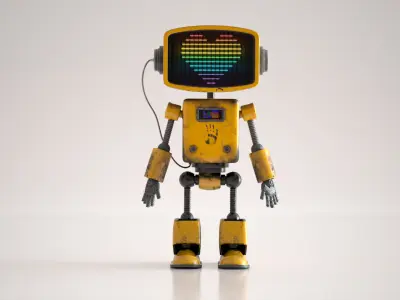 Retro Robot  Game-Ready 3D Model Low-poly 3D model