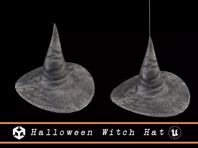 Halloween Witch Hat Decoration Low-poly 3D model