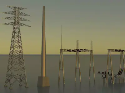 Substation equipment 3D Model Low-poly 3D model