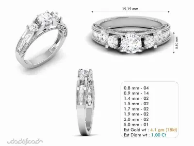Women Engagement Wedding Princess Stone Ring  3D print model